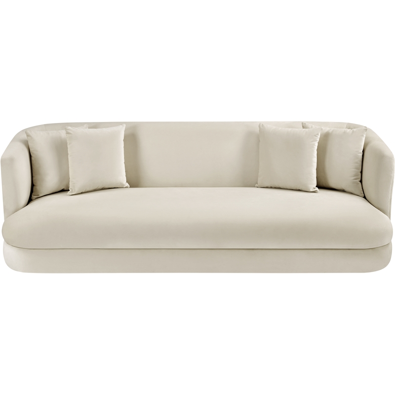 Bowery Hill Contemporary Solid Wood Frame Cream Durable Velvet Sofa