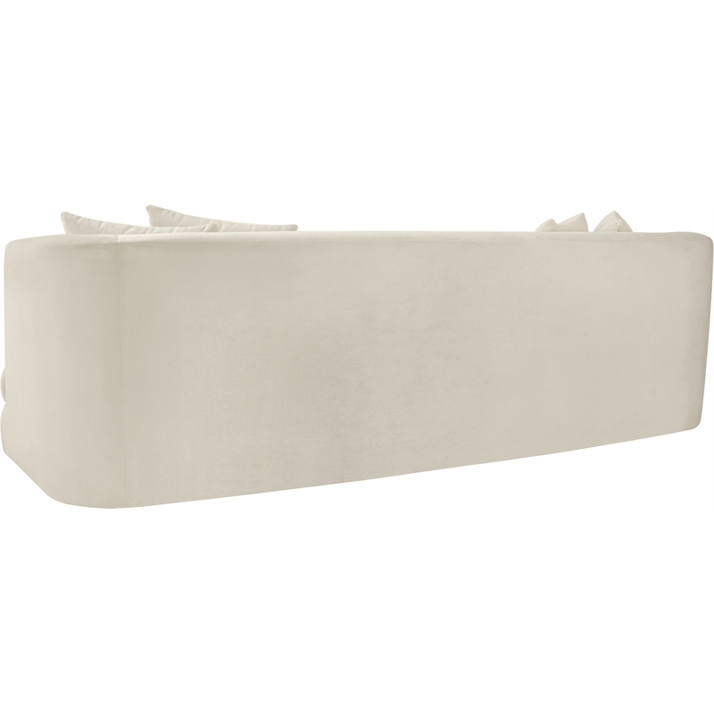Bowery Hill Contemporary Solid Wood Frame Cream Durable Velvet Sofa