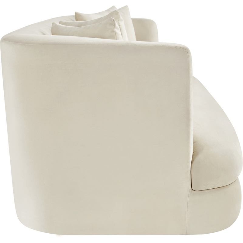 Bowery Hill Contemporary Solid Wood Frame Cream Durable Velvet Sofa