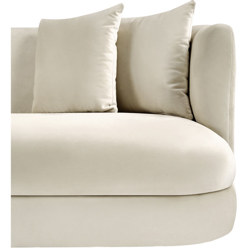Bowery Hill Contemporary Solid Wood Frame Cream Durable Velvet Sofa