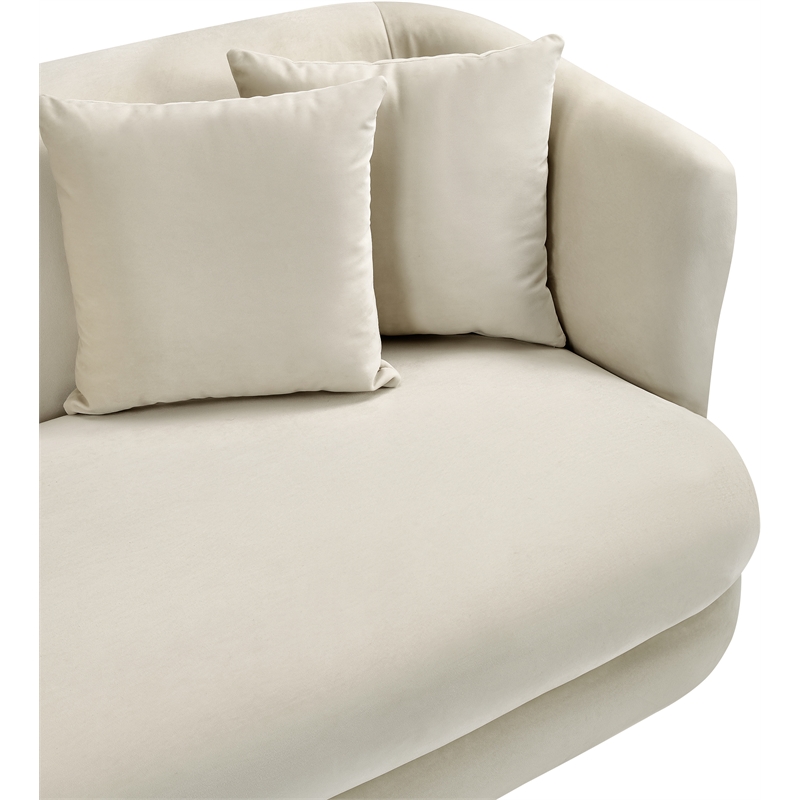 Bowery Hill Contemporary Solid Wood Frame Cream Durable Velvet Sofa