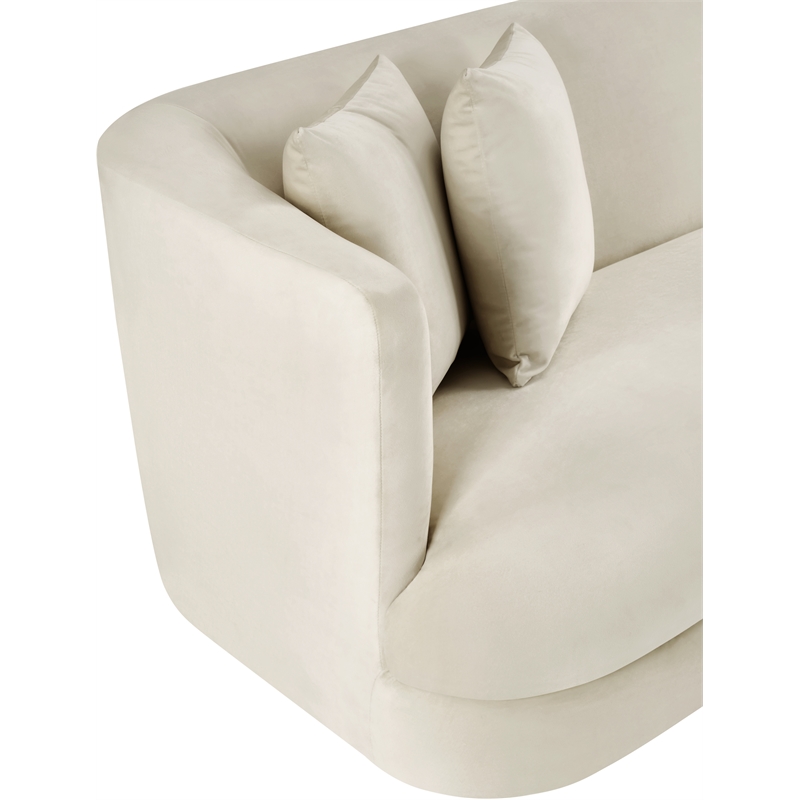 Bowery Hill Contemporary Solid Wood Frame Cream Durable Velvet Sofa