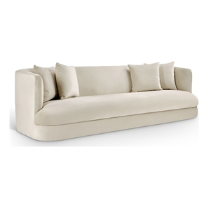 Bowery Hill Contemporary Solid Wood Frame Cream Durable Velvet Sofa