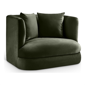 Bowery Hill Contemporary Solid Wood Frame Green Durable Velvet Accent Chair
