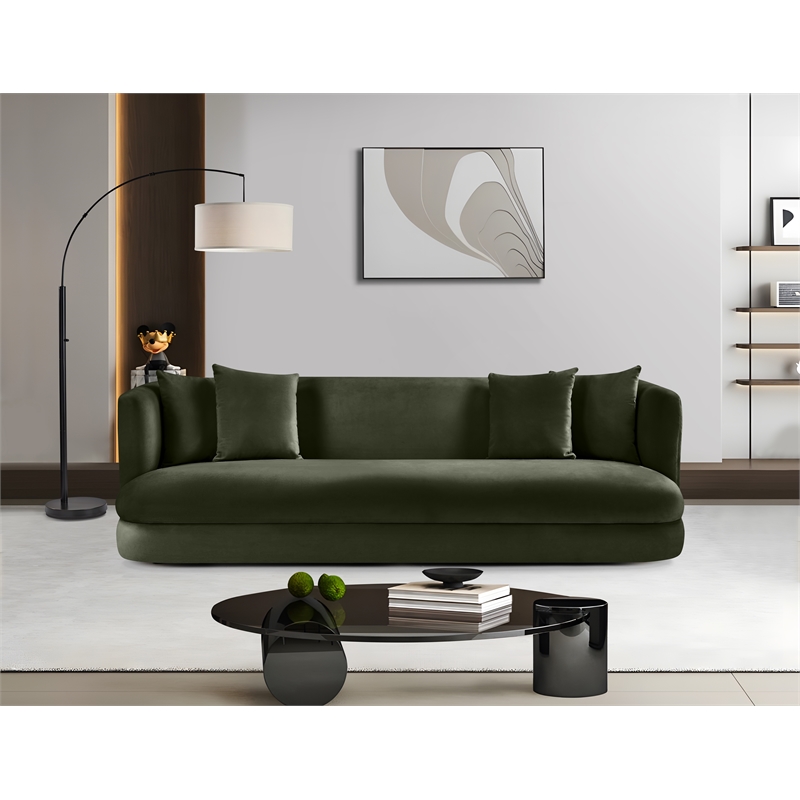 Bowery Hill Contemporary Solid Wood Frame Green Durable Velvet Sofa