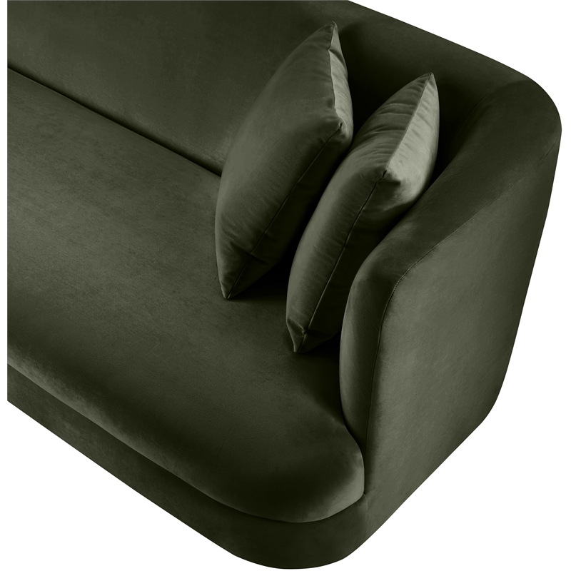 Bowery Hill Contemporary Solid Wood Frame Green Durable Velvet Sofa