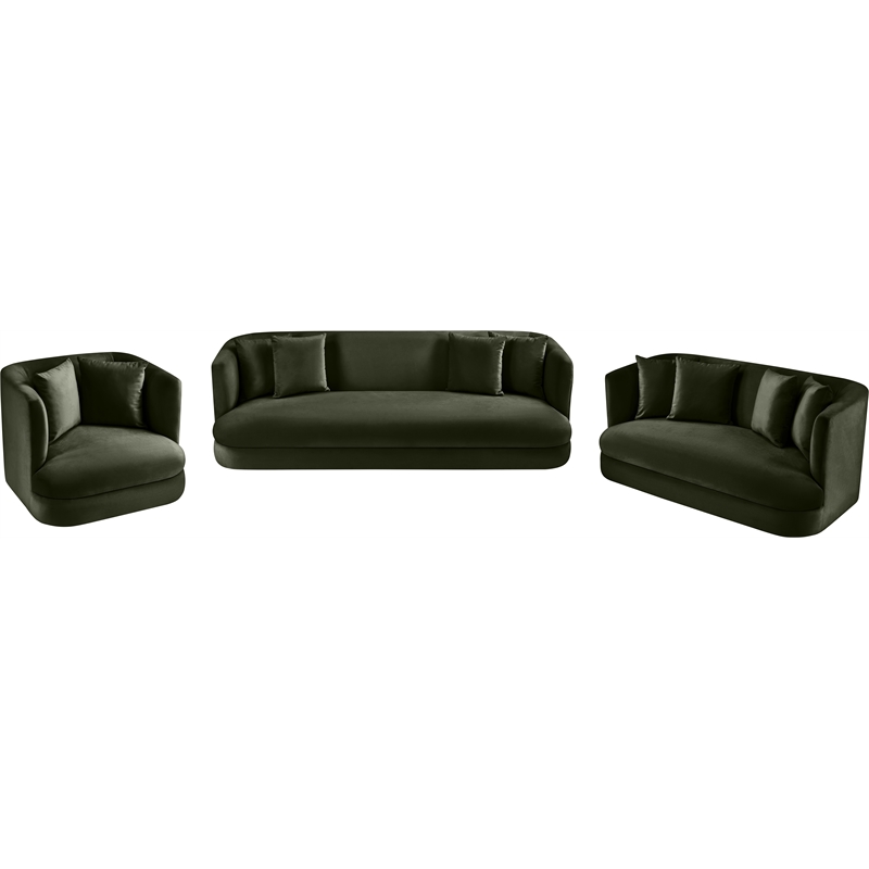 Bowery Hill Contemporary Solid Wood Frame Green Durable Velvet Sofa