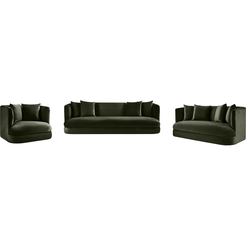 Bowery Hill Contemporary Solid Wood Frame Green Durable Velvet Sofa