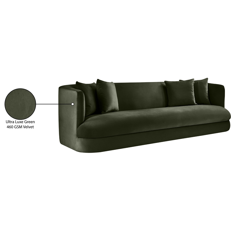 Bowery Hill Contemporary Solid Wood Frame Green Durable Velvet Sofa