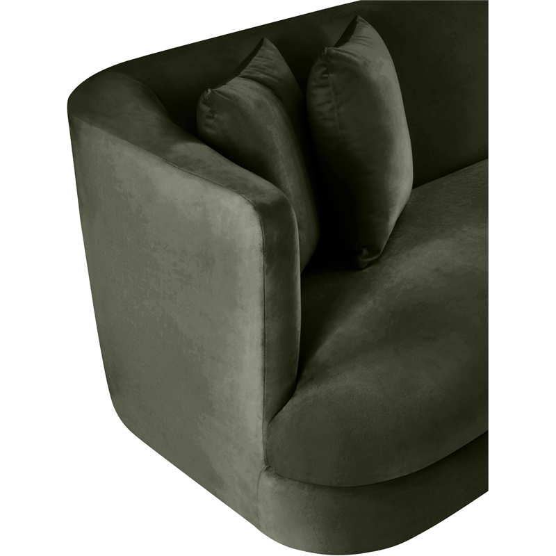 Bowery Hill Contemporary Solid Wood Frame Green Durable Velvet Sofa