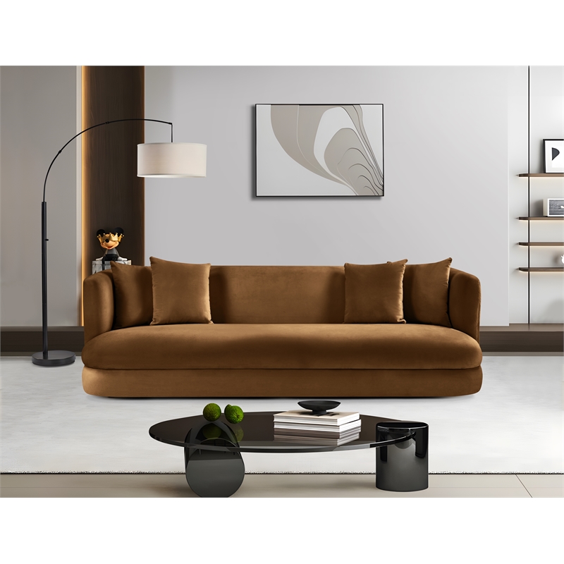 Bowery Hill Contemporary Solid Wood Frame Saddle Durable Velvet Sofa