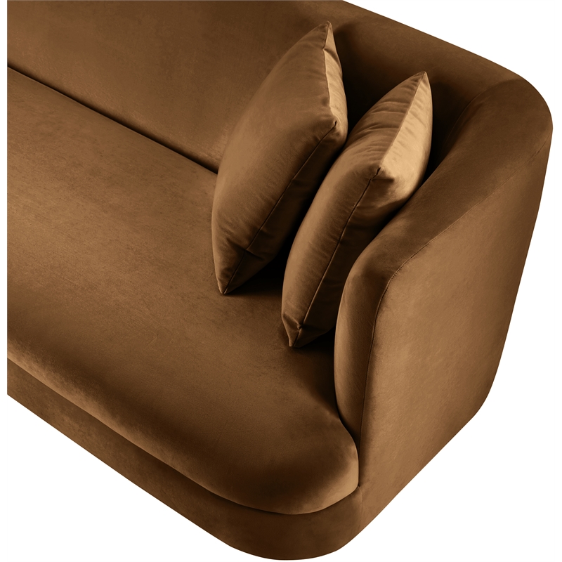 Bowery Hill Contemporary Solid Wood Frame Saddle Durable Velvet Sofa