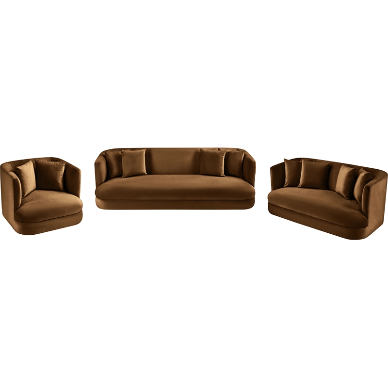 Bowery Hill Contemporary Solid Wood Frame Saddle Durable Velvet Sofa