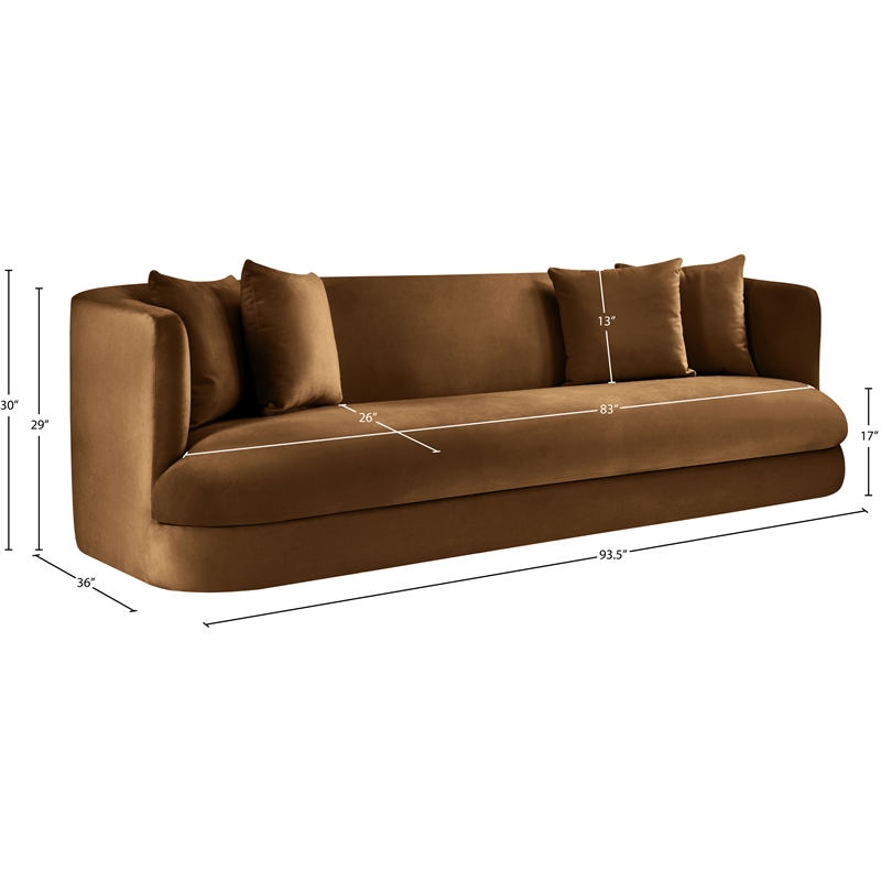 Bowery Hill Contemporary Solid Wood Frame Saddle Durable Velvet Sofa
