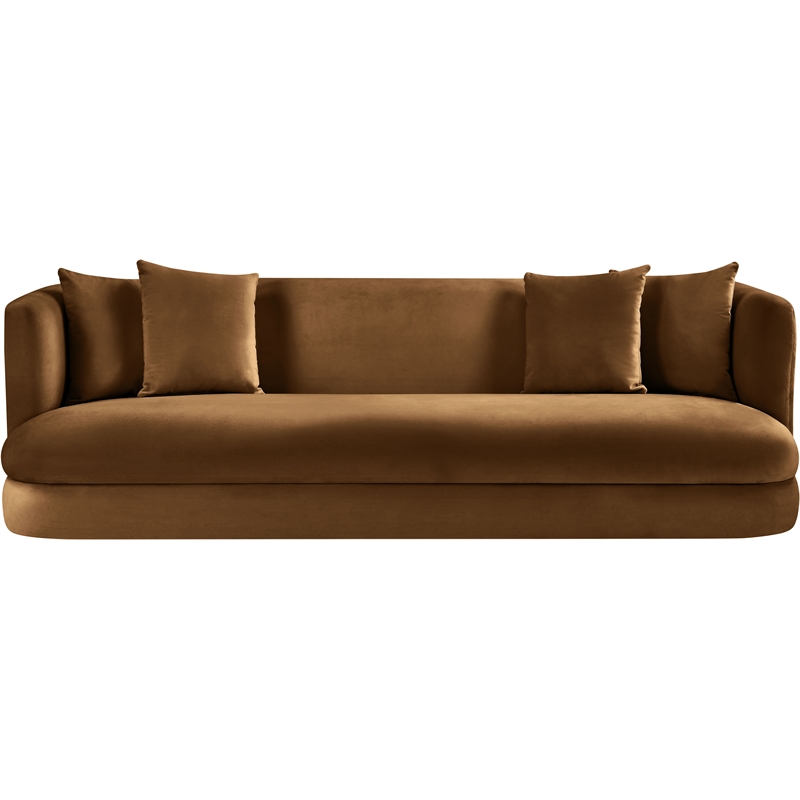 Bowery Hill Contemporary Solid Wood Frame Saddle Durable Velvet Sofa