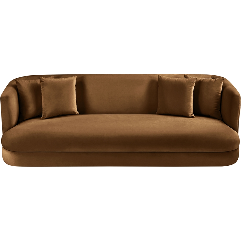 Bowery Hill Contemporary Solid Wood Frame Saddle Durable Velvet Sofa