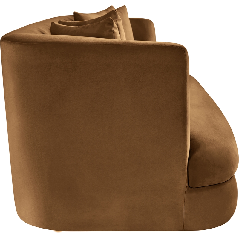 Bowery Hill Contemporary Solid Wood Frame Saddle Durable Velvet Sofa