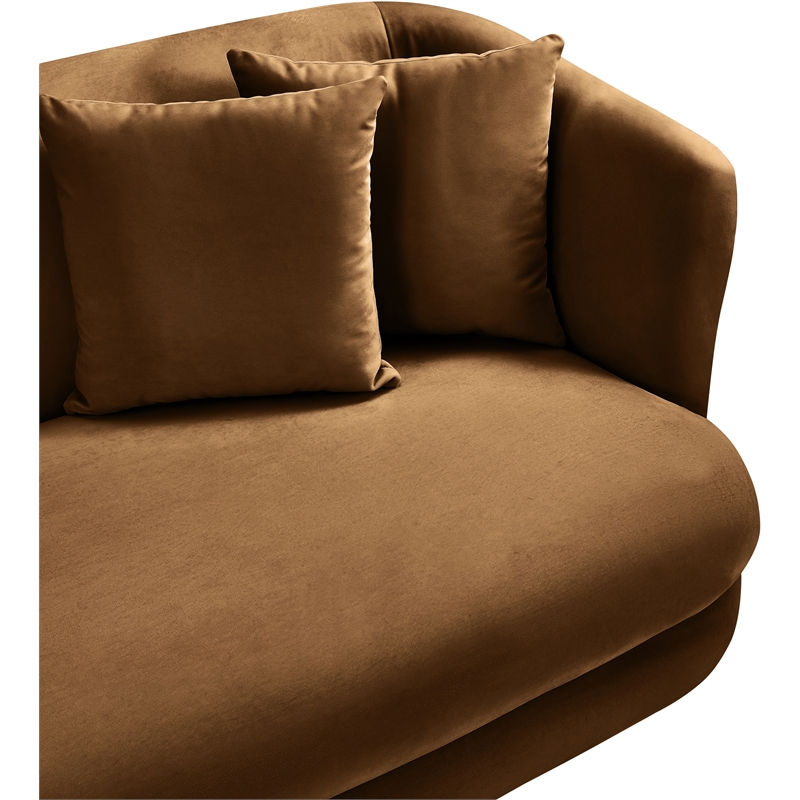 Bowery Hill Contemporary Solid Wood Frame Saddle Durable Velvet Sofa