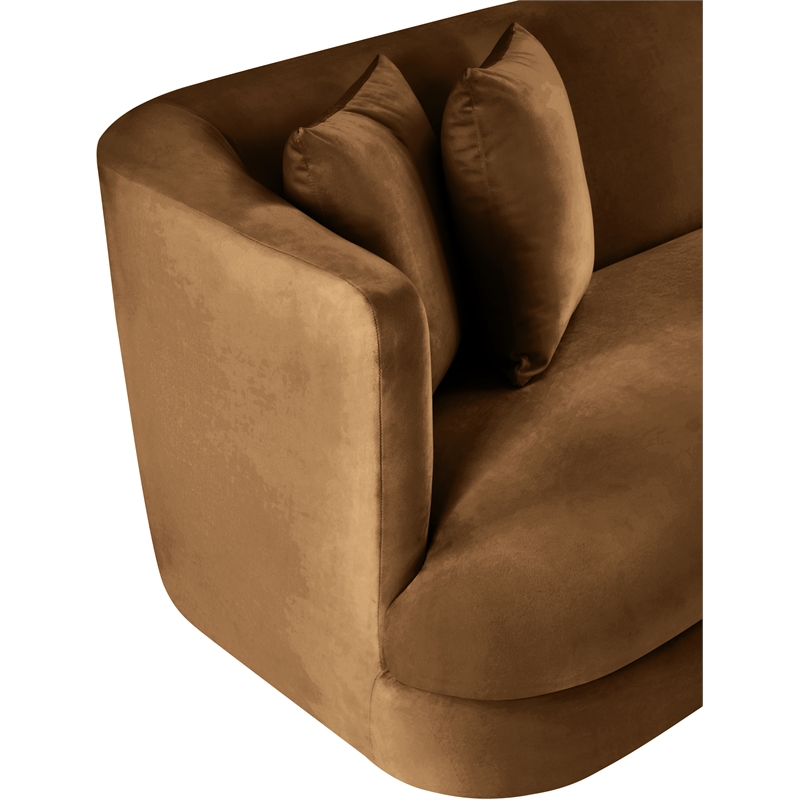 Bowery Hill Contemporary Solid Wood Frame Saddle Durable Velvet Sofa