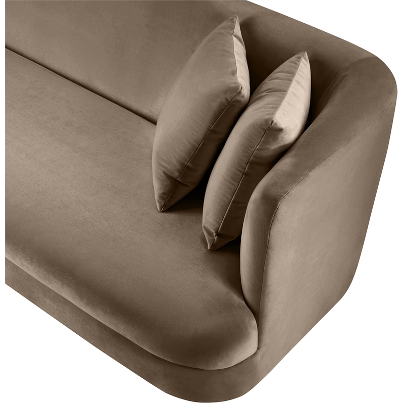 Bowery Hill Contemporary Solid Wood Frame Taupe Durable Velvet Sofa