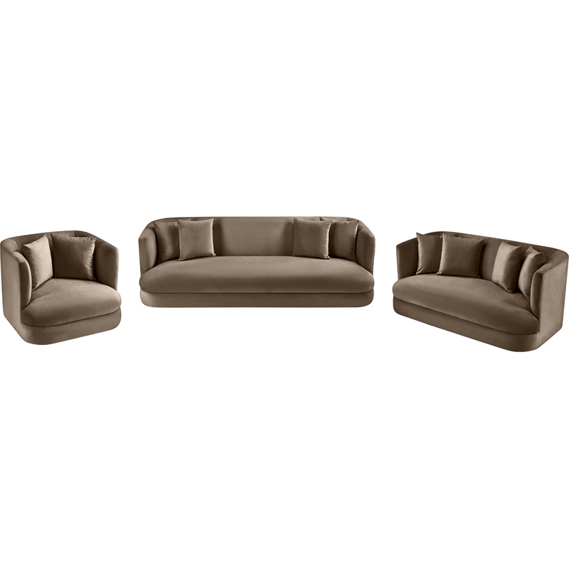 Bowery Hill Contemporary Solid Wood Frame Taupe Durable Velvet Sofa