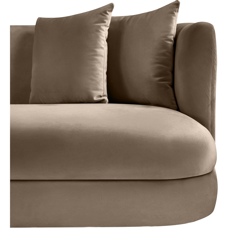 Bowery Hill Contemporary Solid Wood Frame Taupe Durable Velvet Sofa
