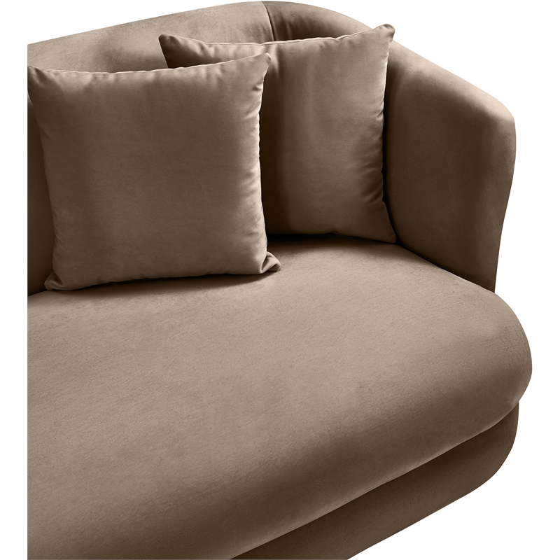 Bowery Hill Contemporary Solid Wood Frame Taupe Durable Velvet Sofa