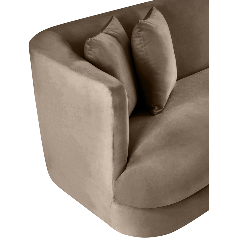 Bowery Hill Contemporary Solid Wood Frame Taupe Durable Velvet Sofa