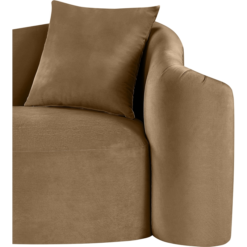 Bowery Hill Contemporary Rich Curves Beige Durable Velvet Sofa