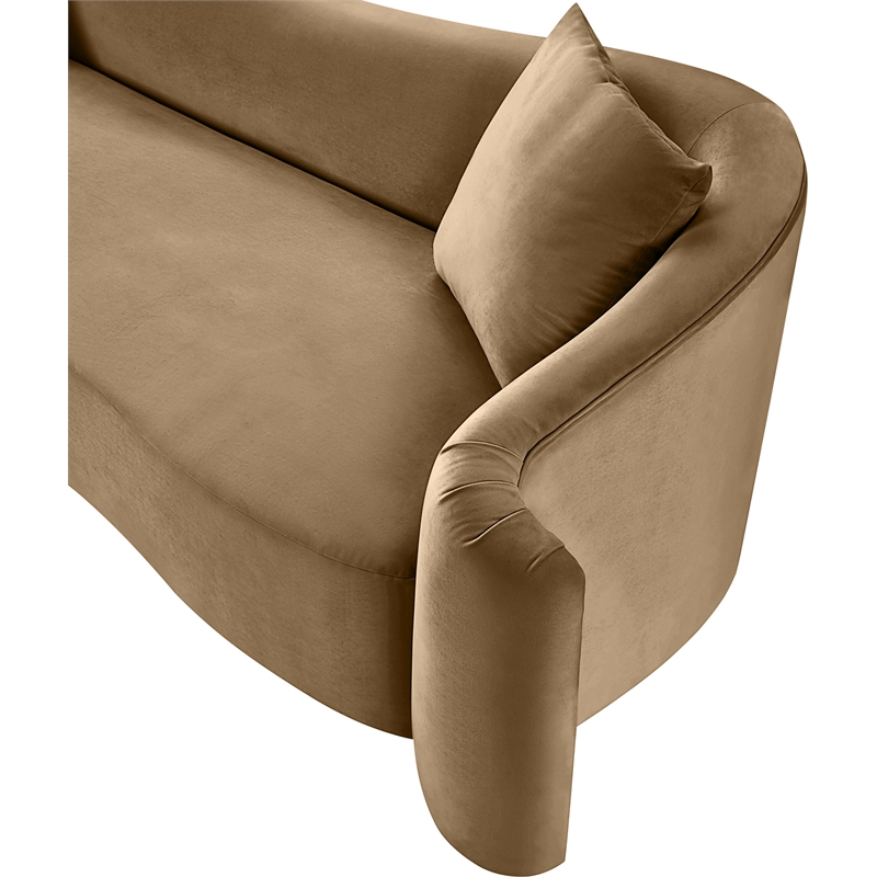 Bowery Hill Contemporary Rich Curves Beige Durable Velvet Sofa