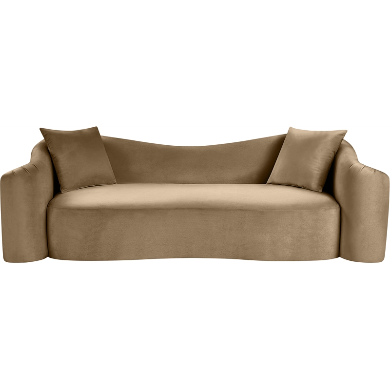 Bowery Hill Contemporary Rich Curves Beige Durable Velvet Sofa