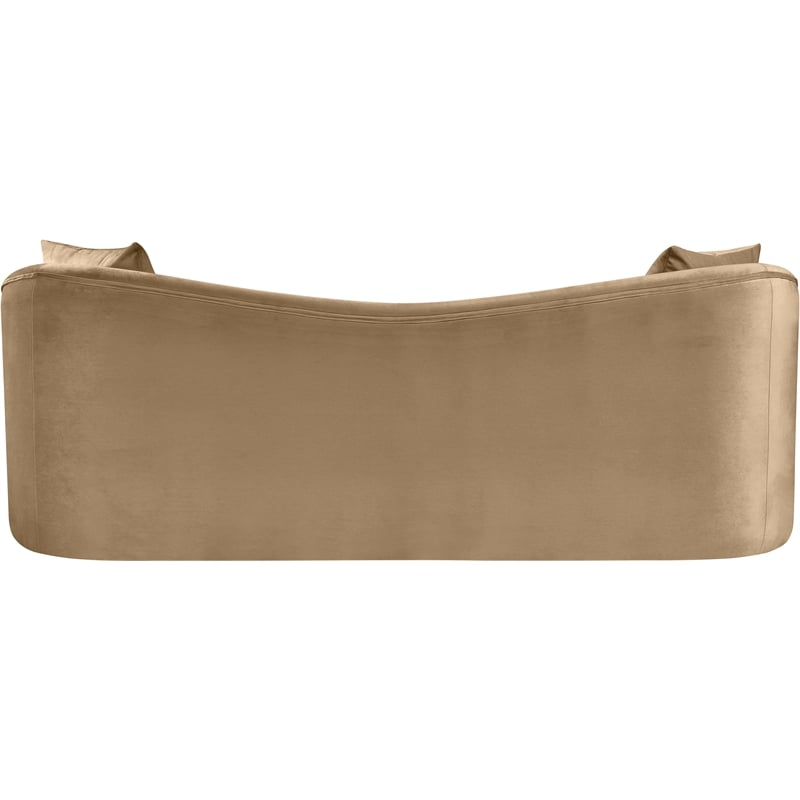 Bowery Hill Contemporary Rich Curves Beige Durable Velvet Sofa