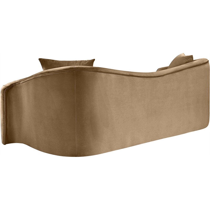 Bowery Hill Contemporary Rich Curves Beige Durable Velvet Sofa