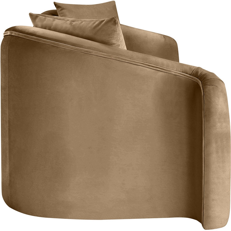 Bowery Hill Contemporary Rich Curves Beige Durable Velvet Sofa