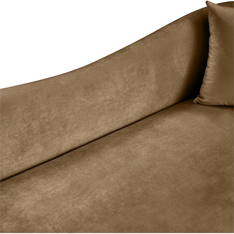 Bowery Hill Contemporary Rich Curves Beige Durable Velvet Sofa
