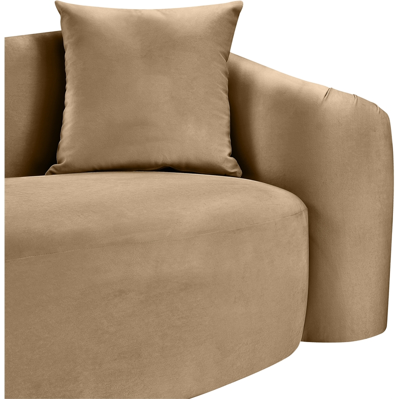 Bowery Hill Contemporary Rich Curves Beige Durable Velvet Sofa