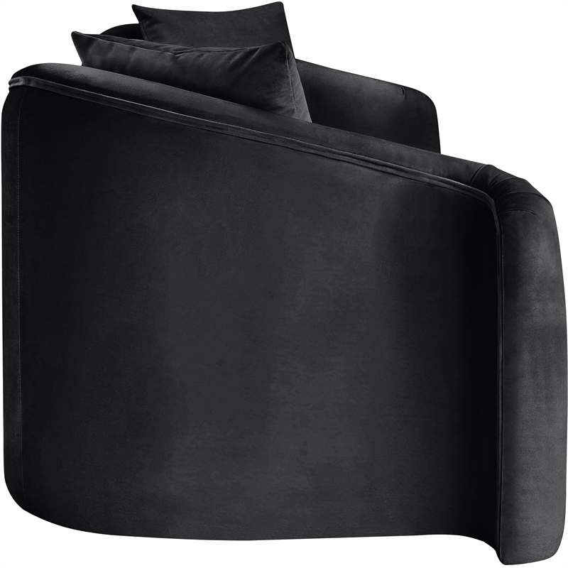 Bowery Hill Contemporary Rich Curves Black Durable Velvet Sofa