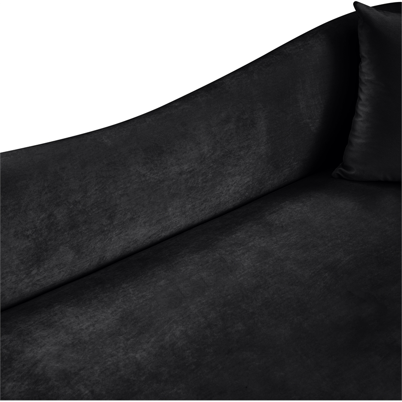 Bowery Hill Contemporary Rich Curves Black Durable Velvet Sofa