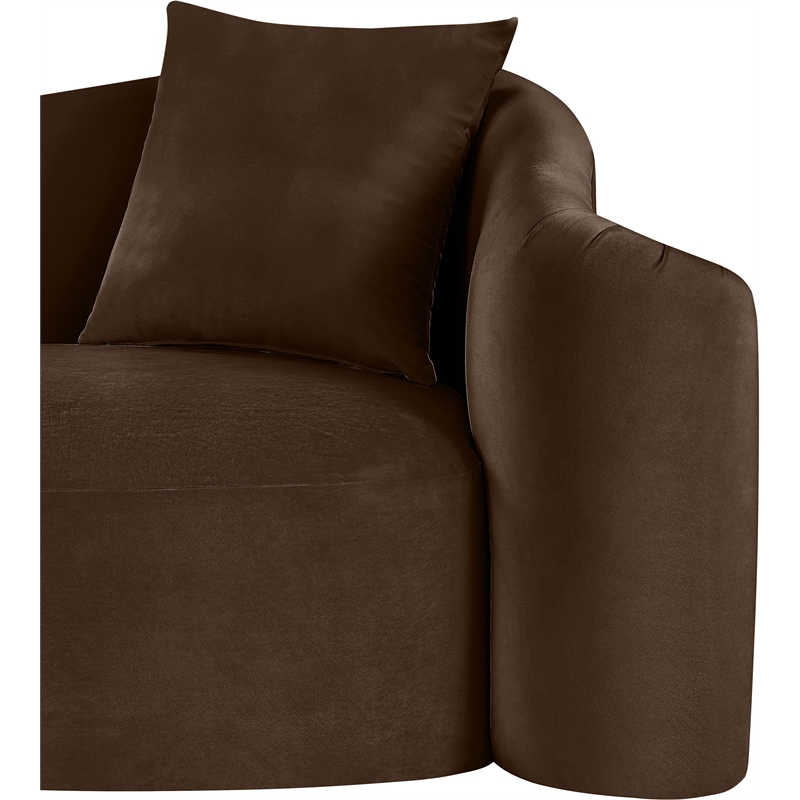 Bowery Hill Contemporary Rich Curves Brown Durable Velvet Sofa
