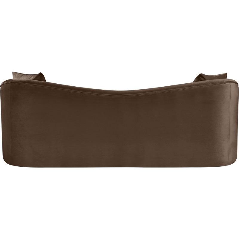 Bowery Hill Contemporary Rich Curves Brown Durable Velvet Sofa