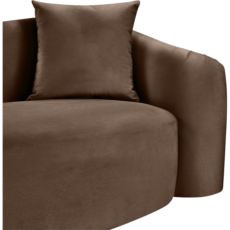 Bowery Hill Contemporary Rich Curves Brown Durable Velvet Sofa