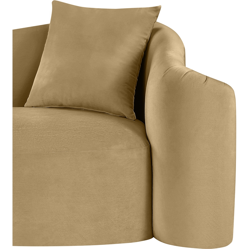 Bowery Hill Contemporary Rich Curves Camel Durable Velvet Sofa