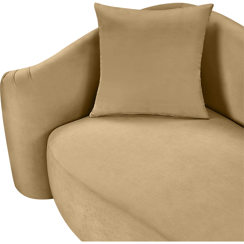 Bowery Hill Contemporary Rich Curves Camel Durable Velvet Sofa