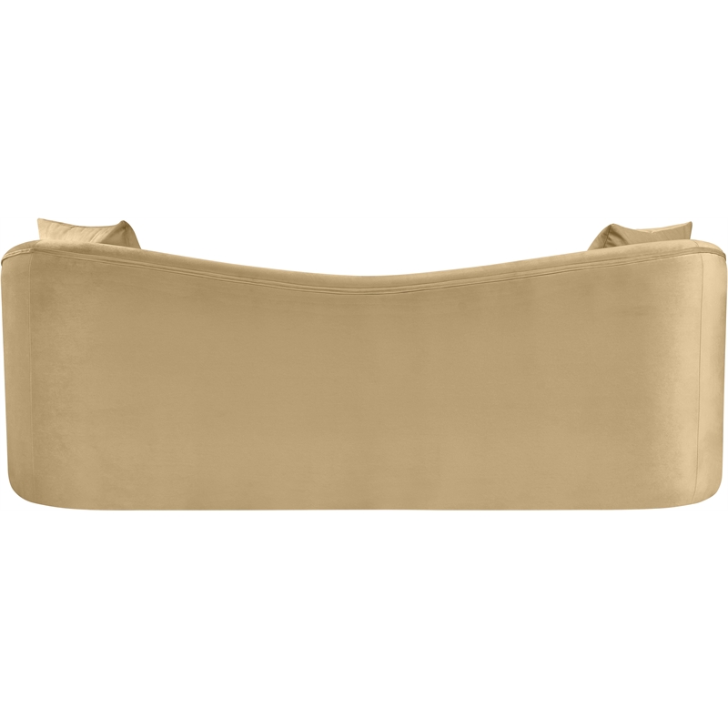 Bowery Hill Contemporary Rich Curves Camel Durable Velvet Sofa