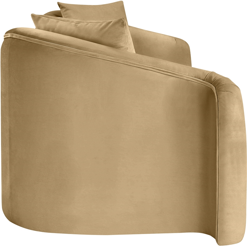 Bowery Hill Contemporary Rich Curves Camel Durable Velvet Sofa