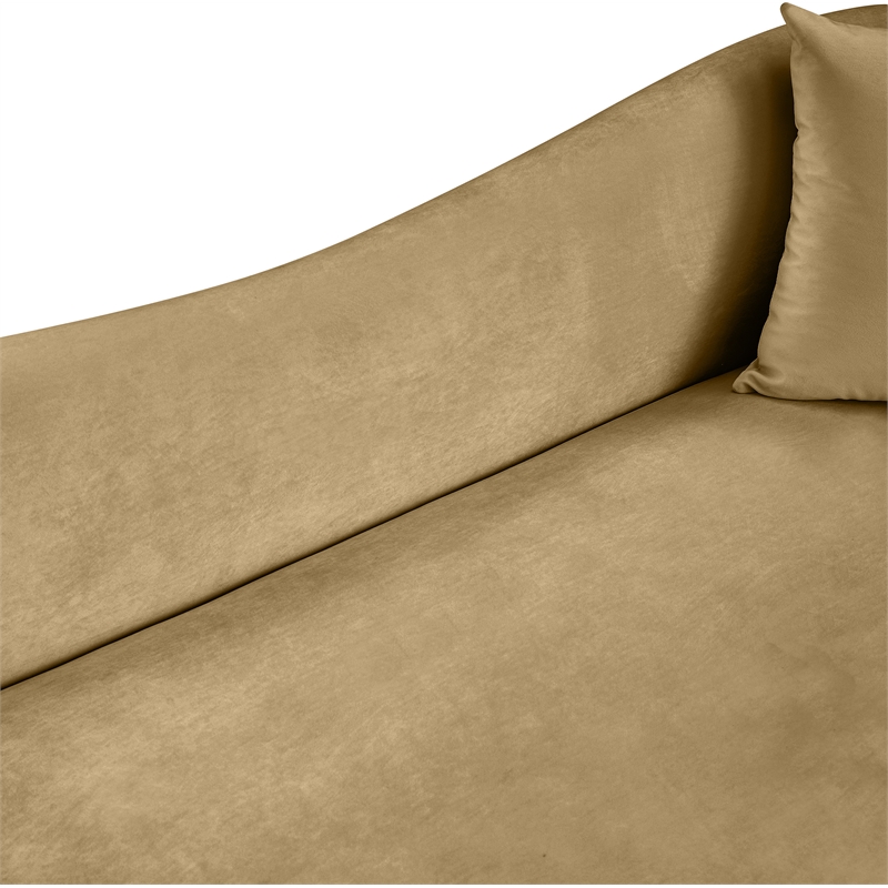 Bowery Hill Contemporary Rich Curves Camel Durable Velvet Sofa