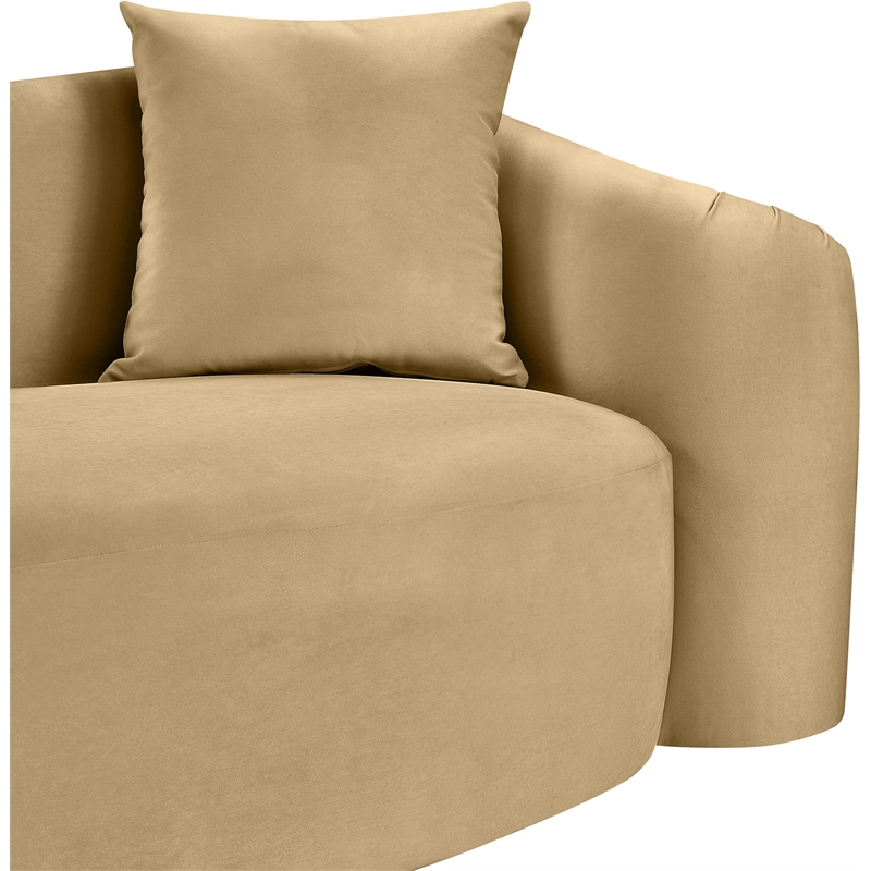Bowery Hill Contemporary Rich Curves Camel Durable Velvet Sofa
