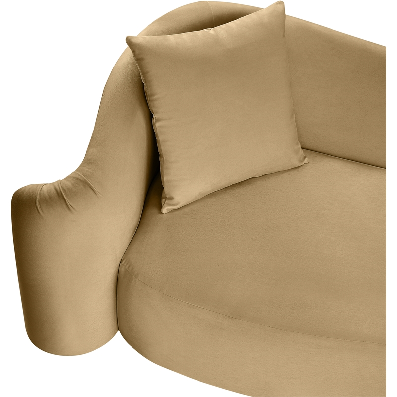 Bowery Hill Contemporary Rich Curves Camel Durable Velvet Sofa