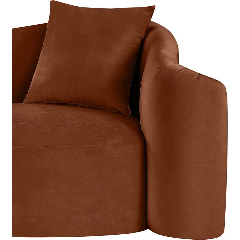 Bowery Hill Contemporary Rich Curves Cognac Durable Velvet Sofa