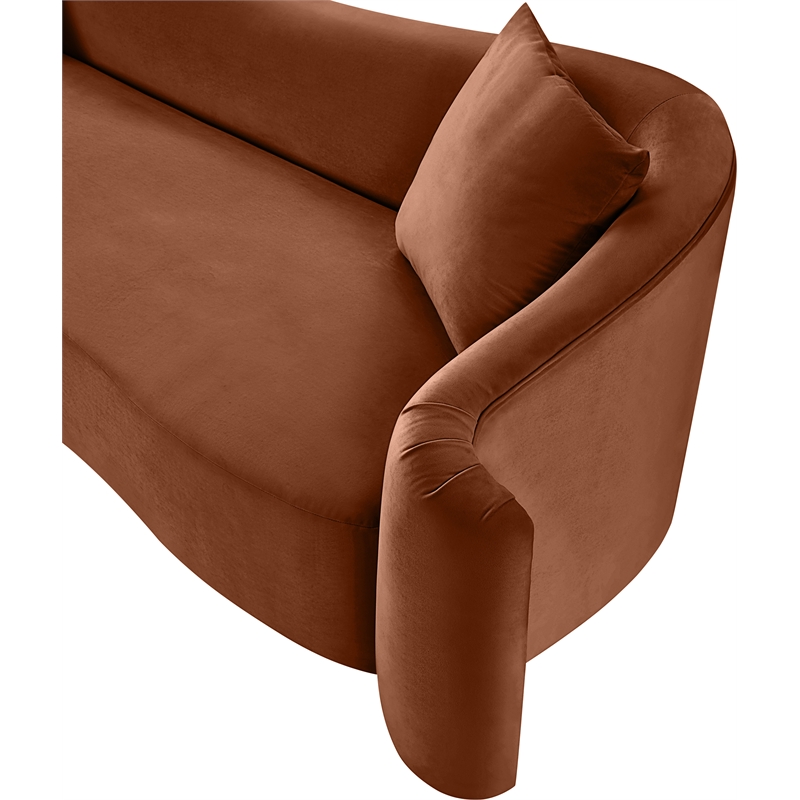 Bowery Hill Contemporary Rich Curves Cognac Durable Velvet Sofa